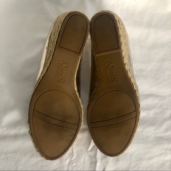 ✨EUC✨ Chaps Gold Peep-Toe Wedge Heels - Picture 5 of 5